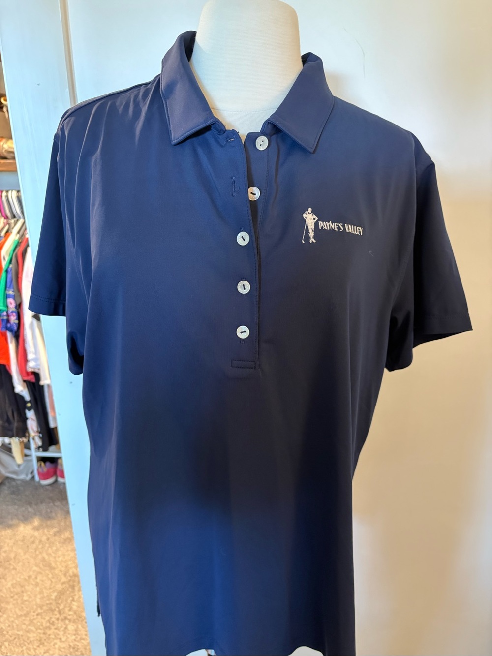 Peter Millar Navy Short-Sleeve Golf Polo with Embroidered Logo